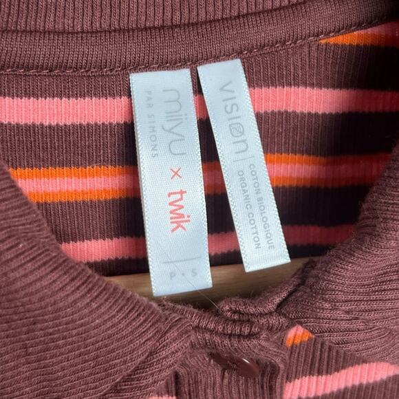 Miiyu x Twik Vision Size Small Long Sleeve Striped Women Polo - Picture 3 of 5